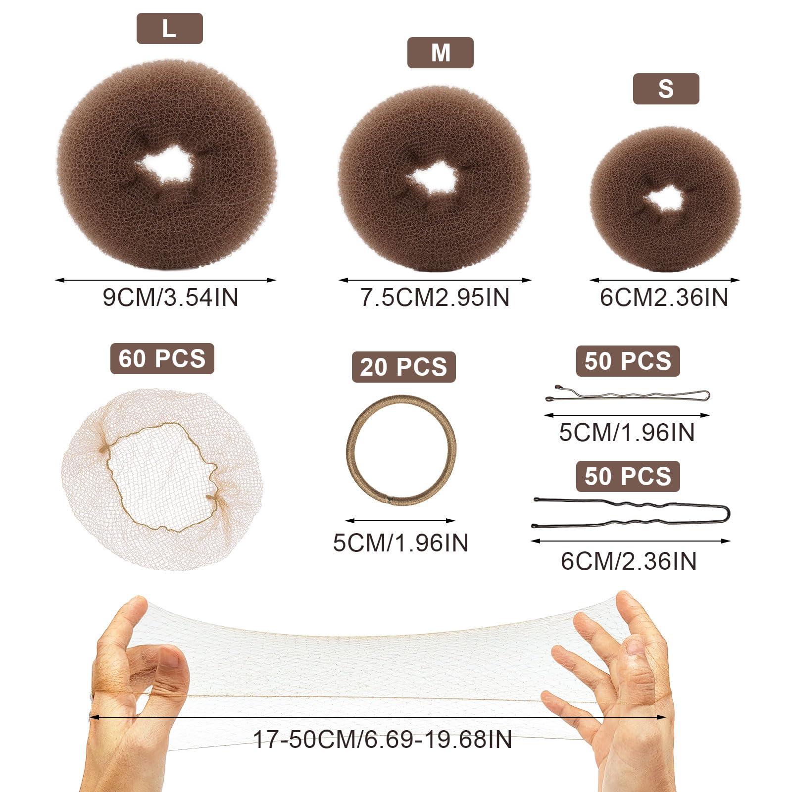SAIIURV 183 Pack Hair Bun Net Donuts Makers Set - Image 2