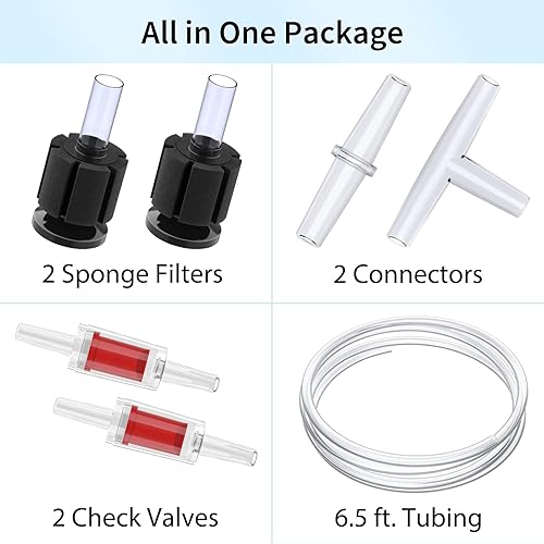 Miniatura 6 de Uniclife - Bomba de aire ajustable para acuario, 4 LPM y 2 salidas de oxígeno con accesorios, tanque de peces de 100 galones