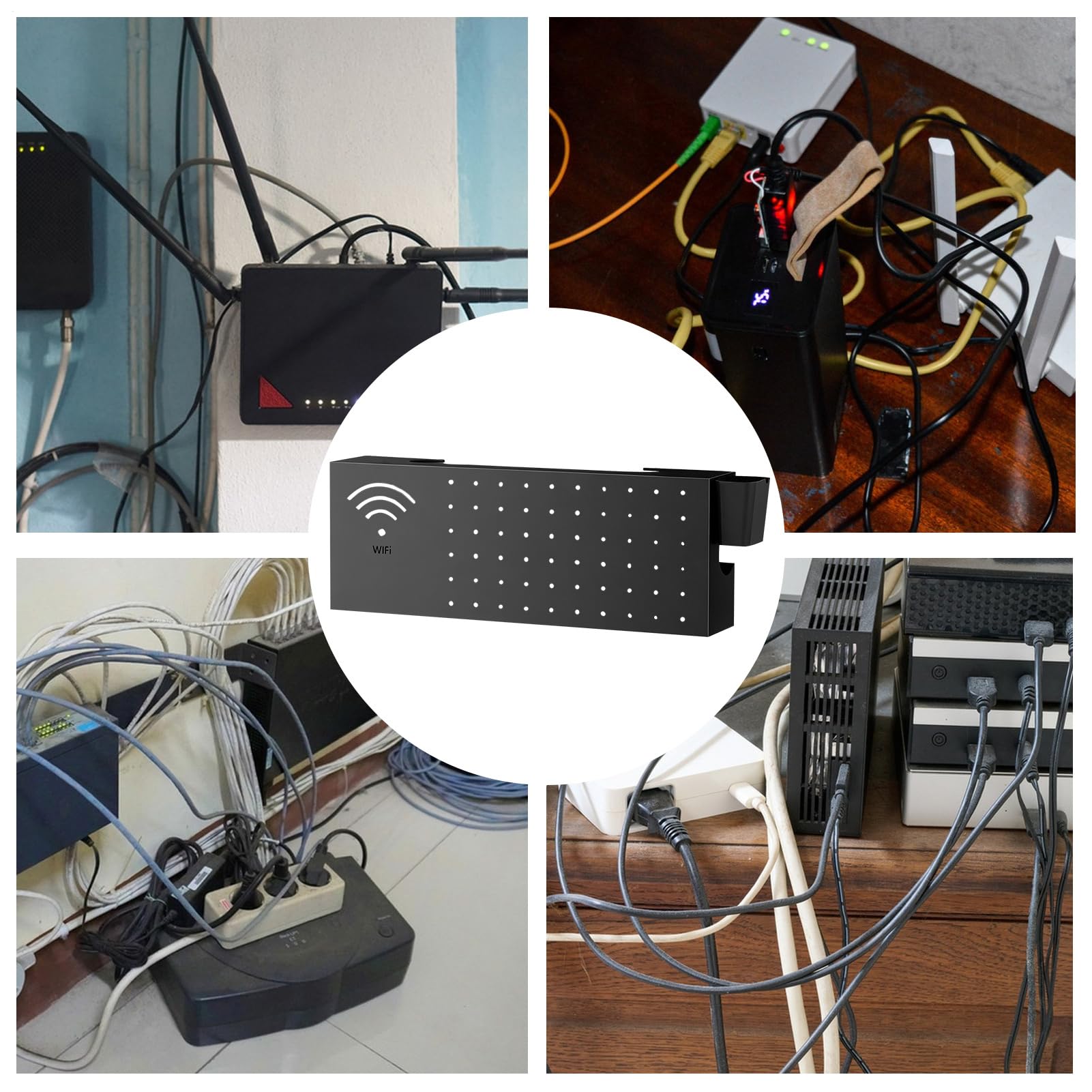 Nascondino Box WiFi Organizzatore Domestico In Acciaio Al Carbonio Con | Scatola di Archiviazione per Router WiFi Per Elettronica Rete Presa Uscita Soggiorno TV Scrivania Libro