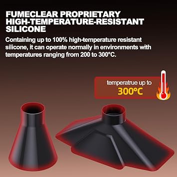 Fumeclear FC-2004 Fume Extractor Silicone Hood 75mm Diameter, High Heat Resistance, Suitable for Laser Engraving and Soldering