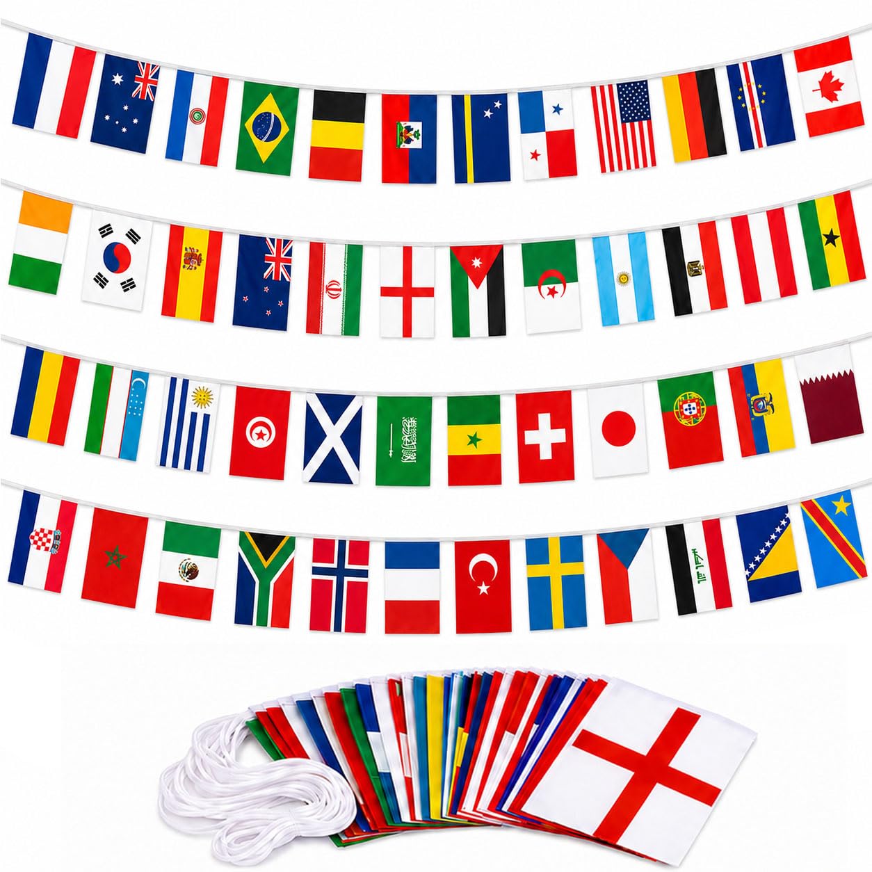 For 2026 World Cup Flags Bunting, All 48 Qualified Teams Flags Banner of the World Flags, 47.5Ft/14.5M World Cup Decorations for Bar, Restaurant, Club, Garden & Football Party Decor(Scotland & More)
