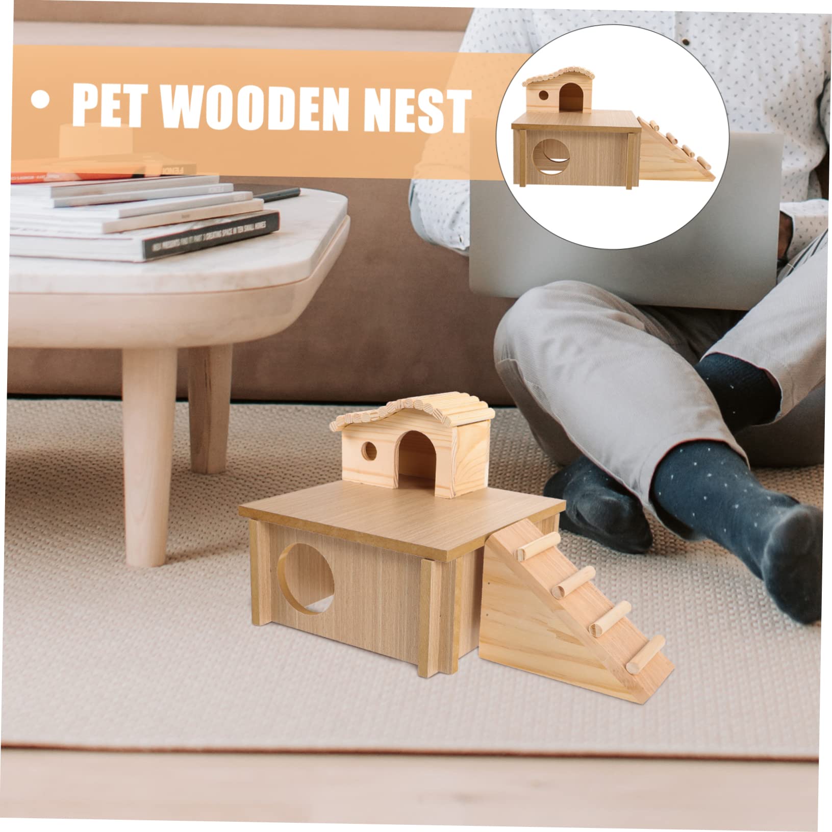 DOITOOL Bois Échelle Maison de Cachette pour Hamster, 1 Set