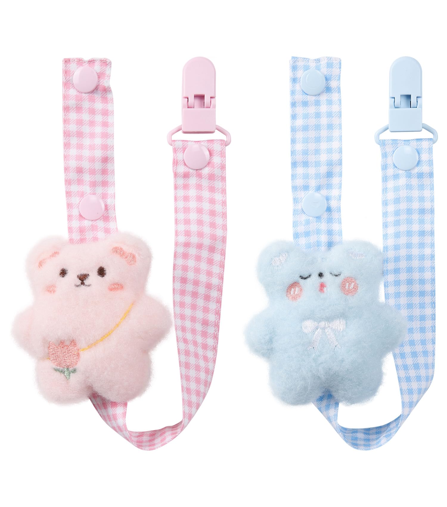 CutiePlusU Adult Pacifier Clip Adult Size Anyard Holder Clips 2 Pack-Happy Bear 1