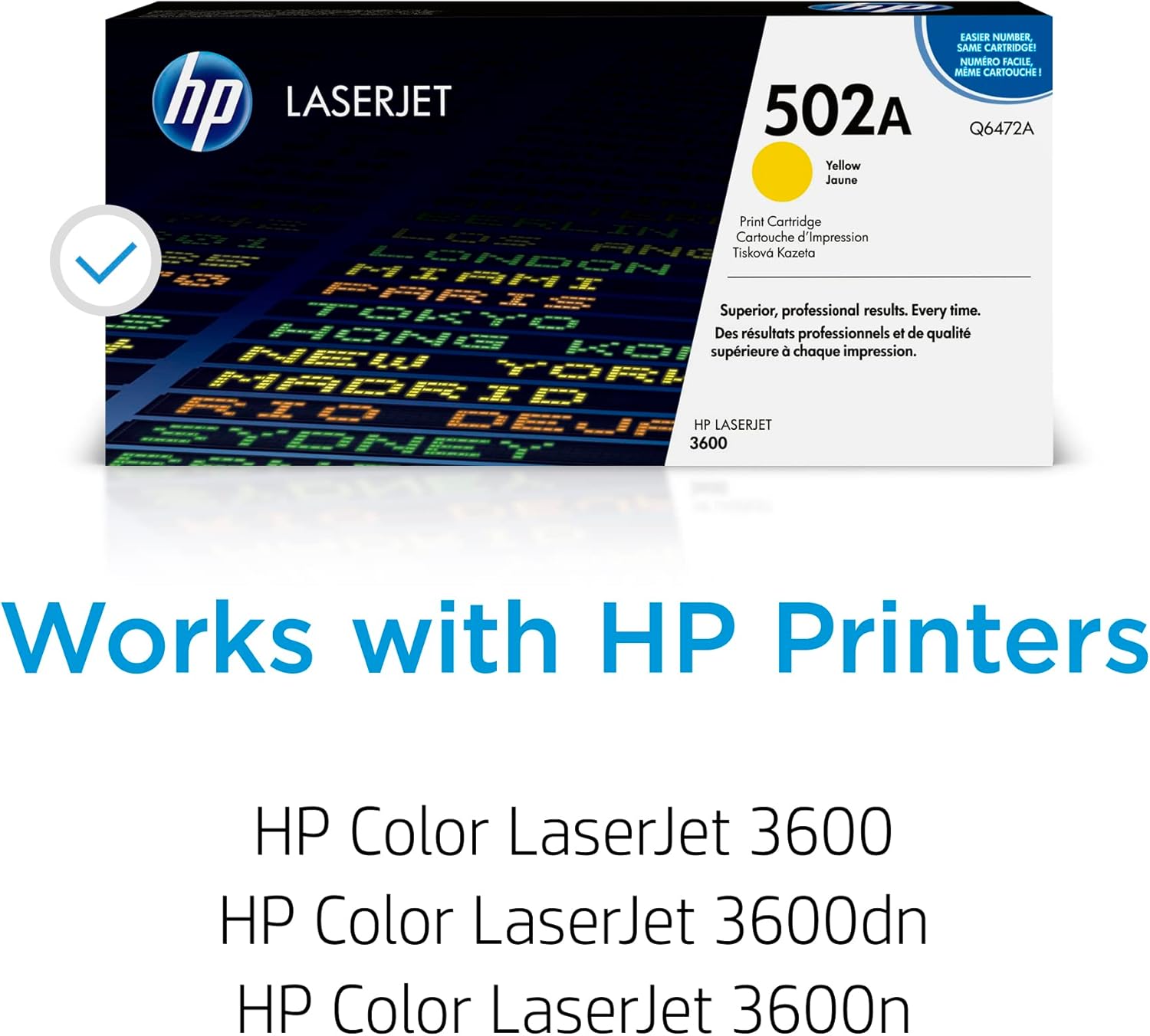 HP Original 502A Yellow Toner Cartridge | Works Color LaserJet 3600 Series | Q6472A