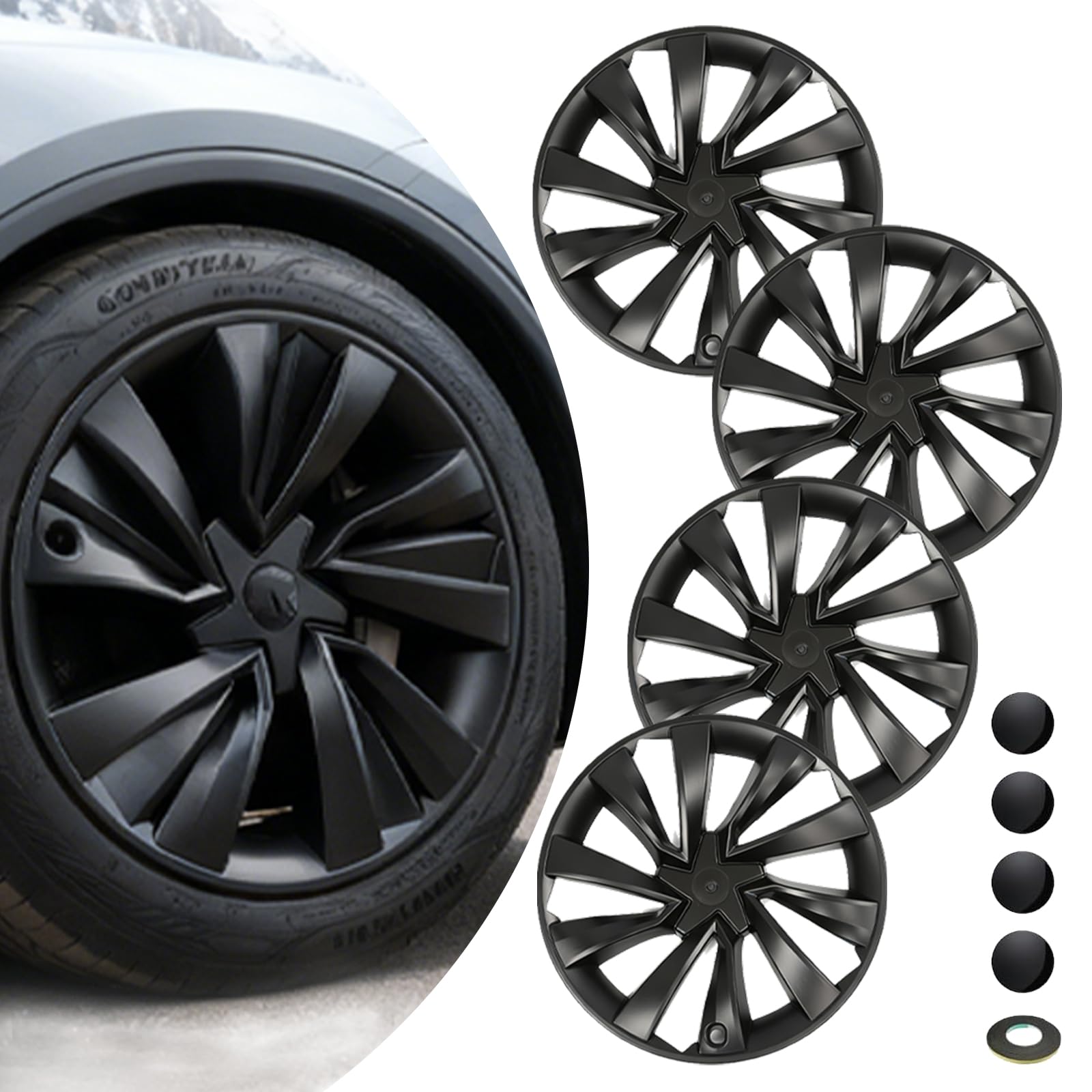 Photo 1 of KAVANIC 3PCS Hubcaps Fits for Tesla Model Y Juniper 19inch 2025 2026