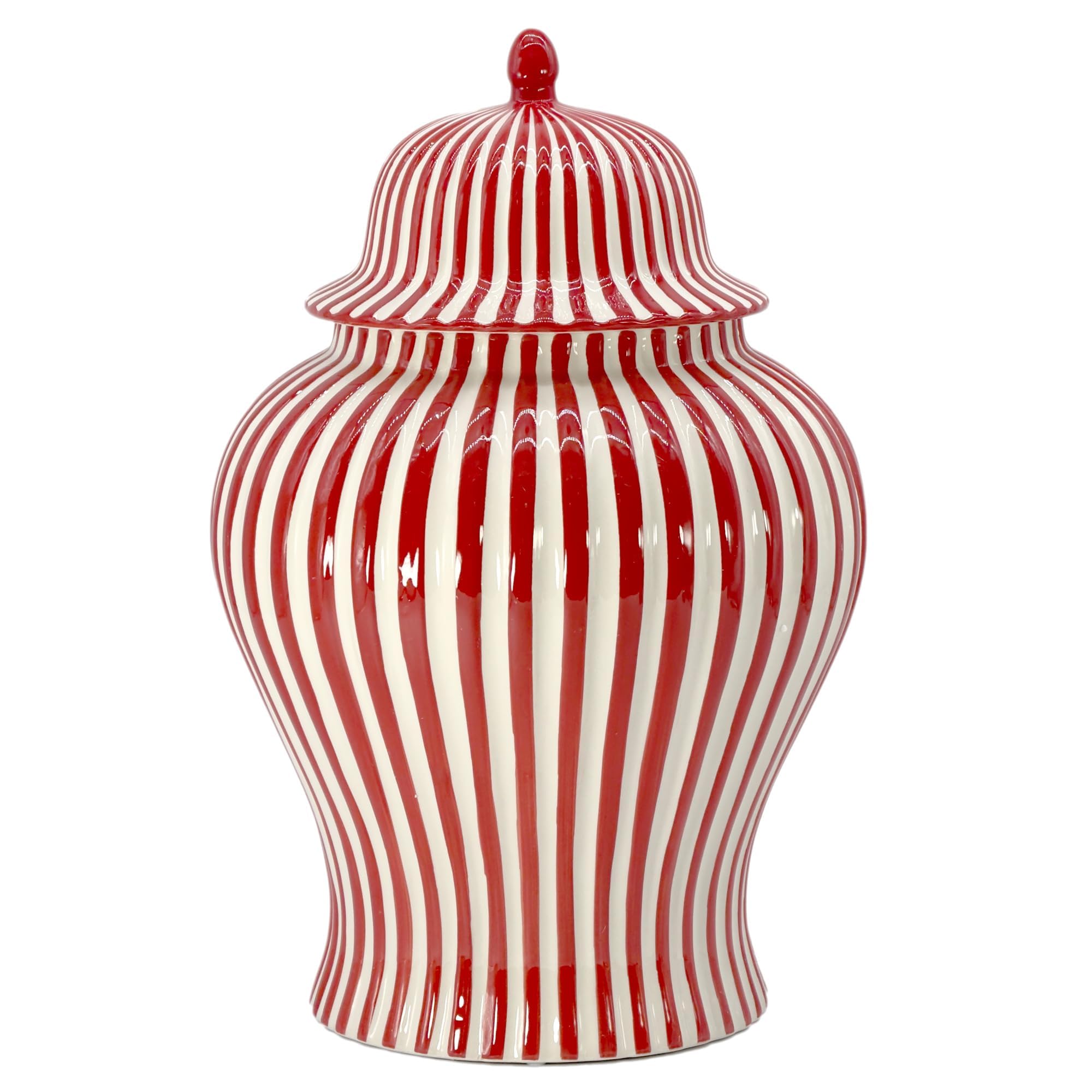 Galt International 18" Red Candy Stripe Ginger Jar w/Lid - Christmas Holiday Decor Home Decor Living Room Party Decorations