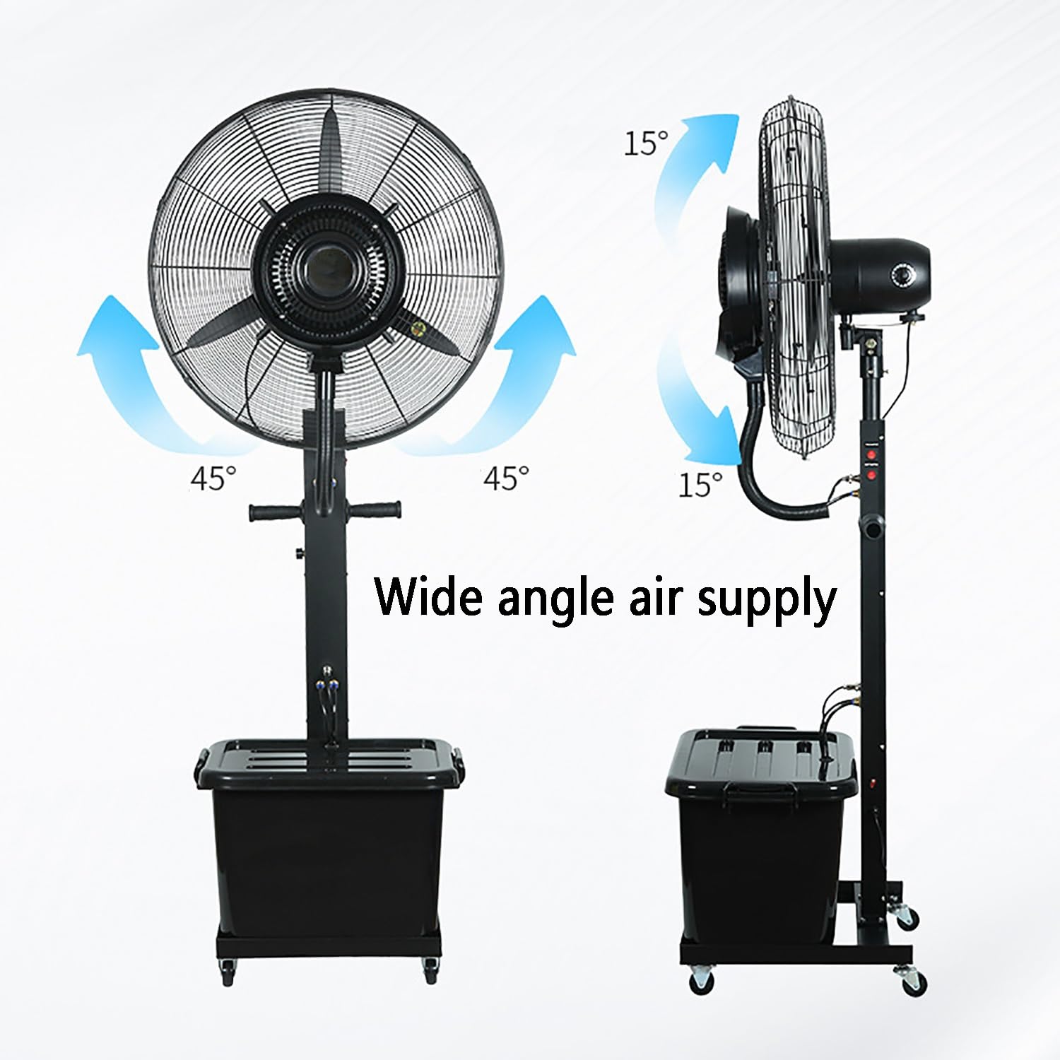 Ventilador de nebulización de Pedestal portátil para Patio, 3 velocidades, Tanque de Agua de 42 L, refrigeración al Aire Libre