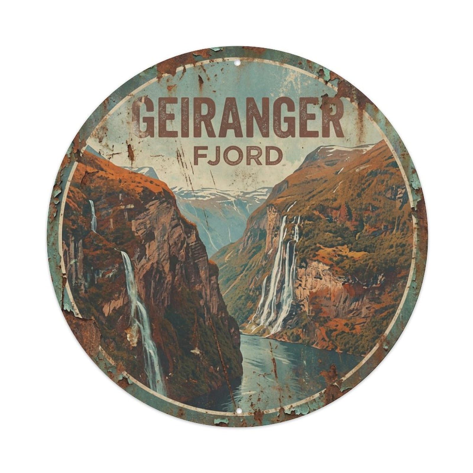 Metal Tin Sign Retro Travel Norway Geiranger