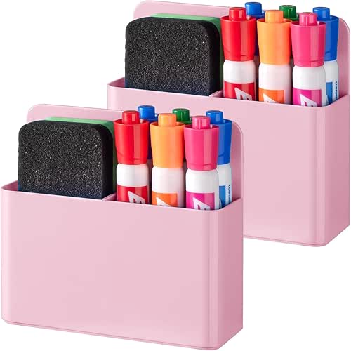 BEYGORM 2 Pack Plastic Magnetic Pen Holder for Refrigerator, Dry