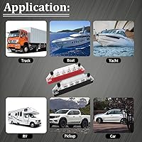 Vista 5 de (rojo + negro) Bloque de terminales de distribución de energía con cubierta con poste de 6 x 14 pulgadas (M6), barra de bus de batería de 12 V