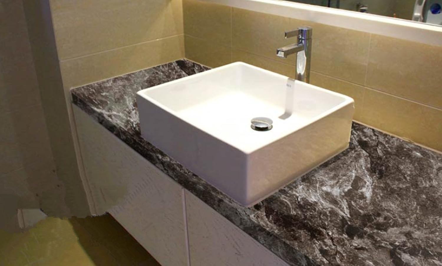 Amhao Black Brown Granite Look Marble Effect Wallpaper Film Vinyl Self Adhesive Peel Stick Counter Top 15.7inch by 79inch
