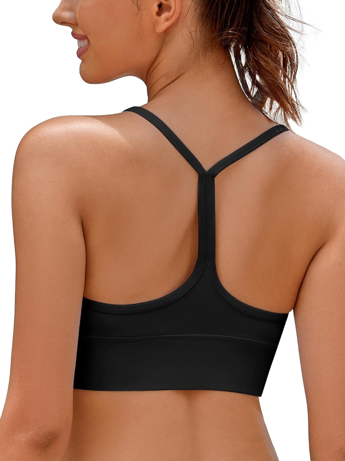 Womens Y Back Sports Bra Padded Racerback Low Impact Wireless Workout Bras - (color: Black, size: X-Large)