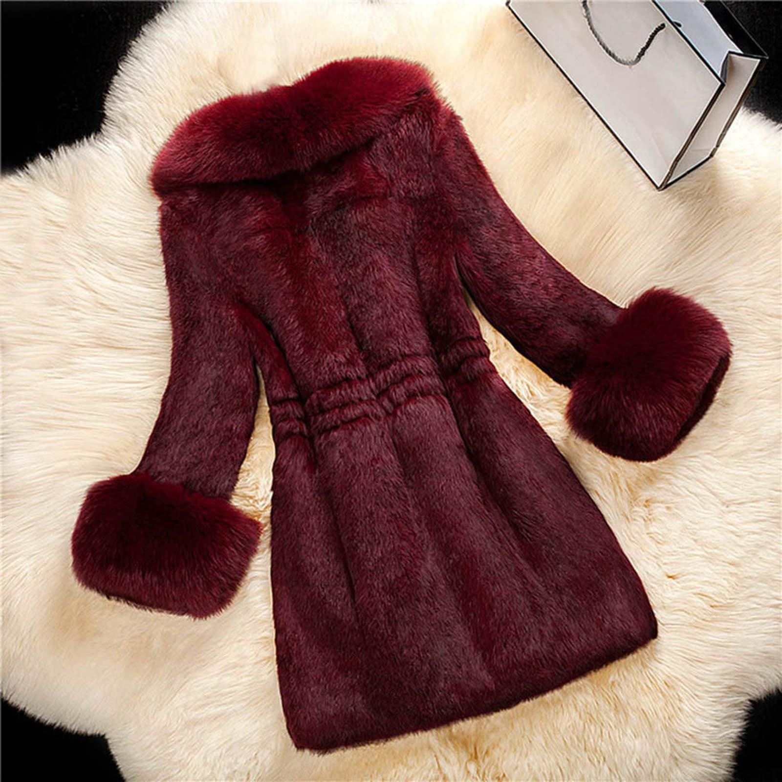 Generico Cappotto Donna in Pelliccia Sintetica Lunga Giubbotto Aperta Sul davanti Pellicce Ecologiche Morbida Pellicciotto Curvy Giacca Elegante invernale Cappotti da Donna