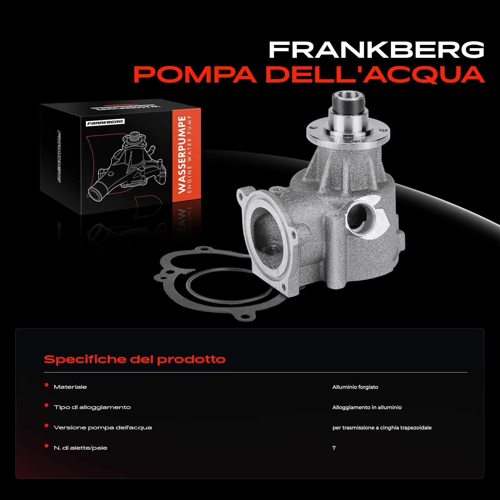 Frankberg Pompa dell'acqua per liquido di raffreddamento con guarnizioni | Compatibile con: Serie 3 Coupé E46, Serie 3 Cabrio E46