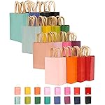 qiqee 100-Packs Paper Bags with Handles Bulk 8.2663.15 Small Gift Bags 16 Different Senior Color Bags Multiple UsesSmall Size