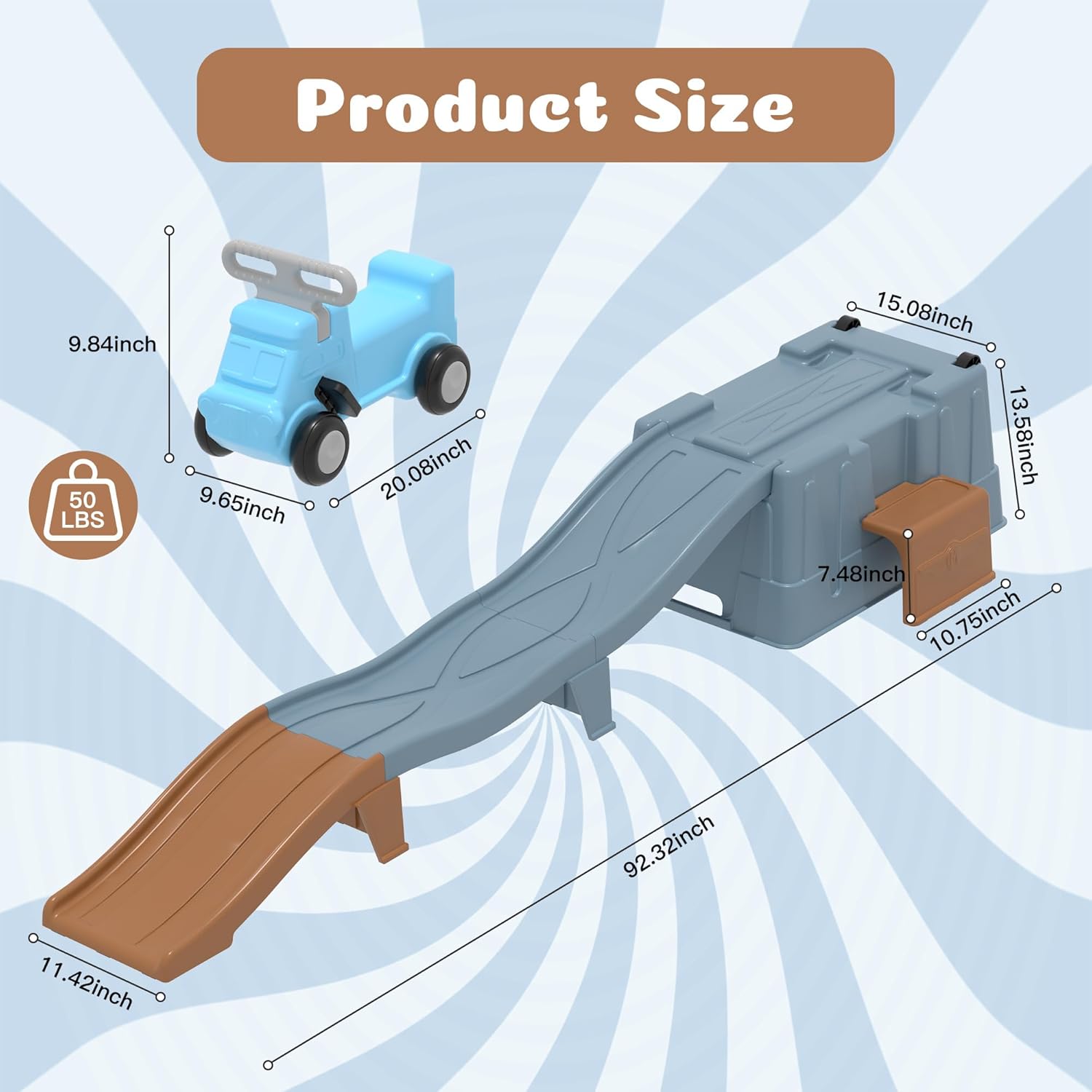 Up & Down Roller Coaster，Kids Ride On Toy，Toddler Push Car with Assembled Race Track & Storage Base Box, Indoor Outdoor Playset