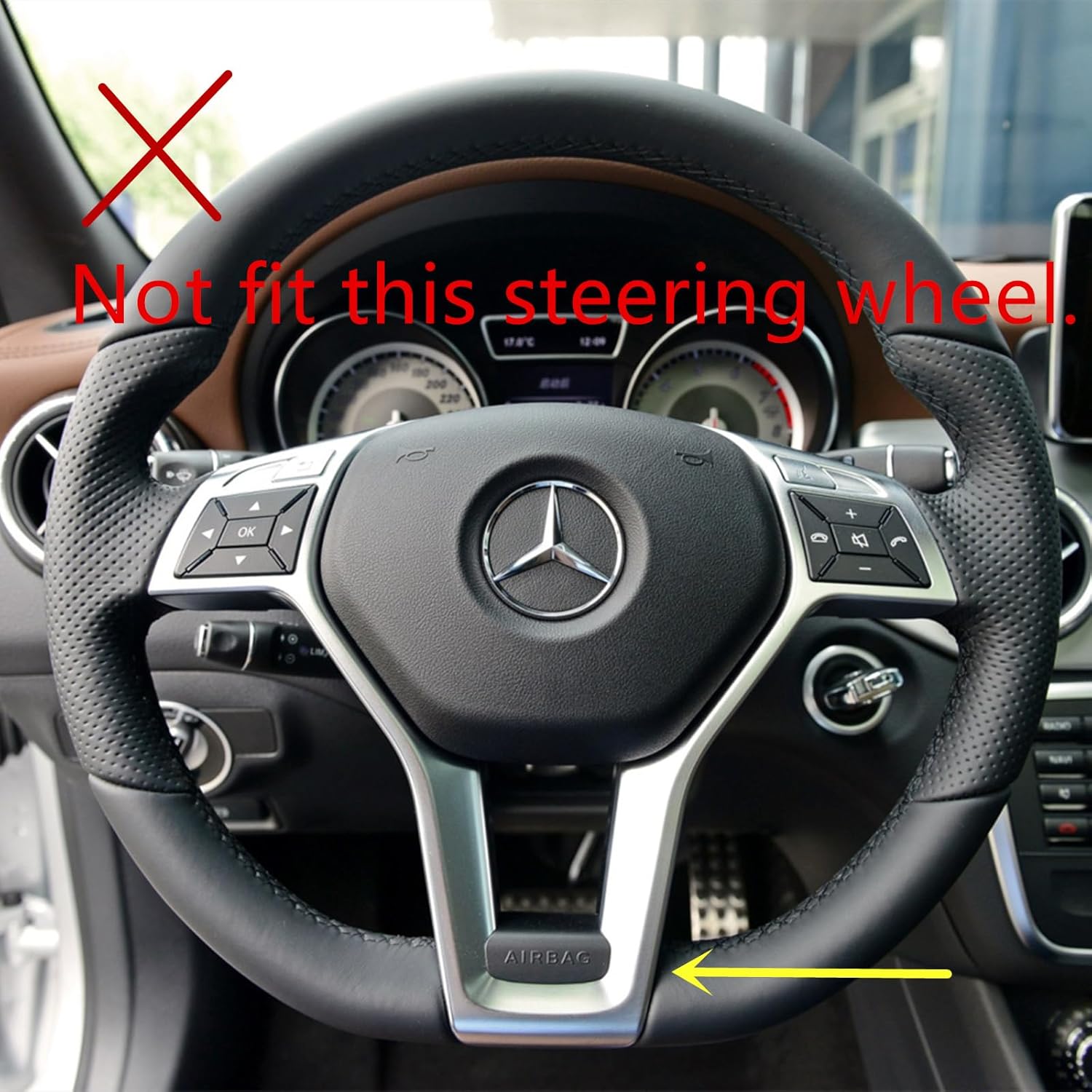 ZiWen Interior Trims Steering Wheel Cover Accessories for Mercedes-Benz CLA CLS GLA GLK A B C E Class (Carbon Fiber Print, Style C)