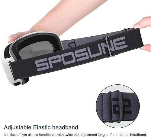 Miniatura 7 de SPOSUNE Gafas de Esquí Sobre Gafas con Lente Doble, Gafas de Nieve Anti-empañamiento Anti-UV para Hombres Mujeres Jóvenes Esquí Moto de Nieve