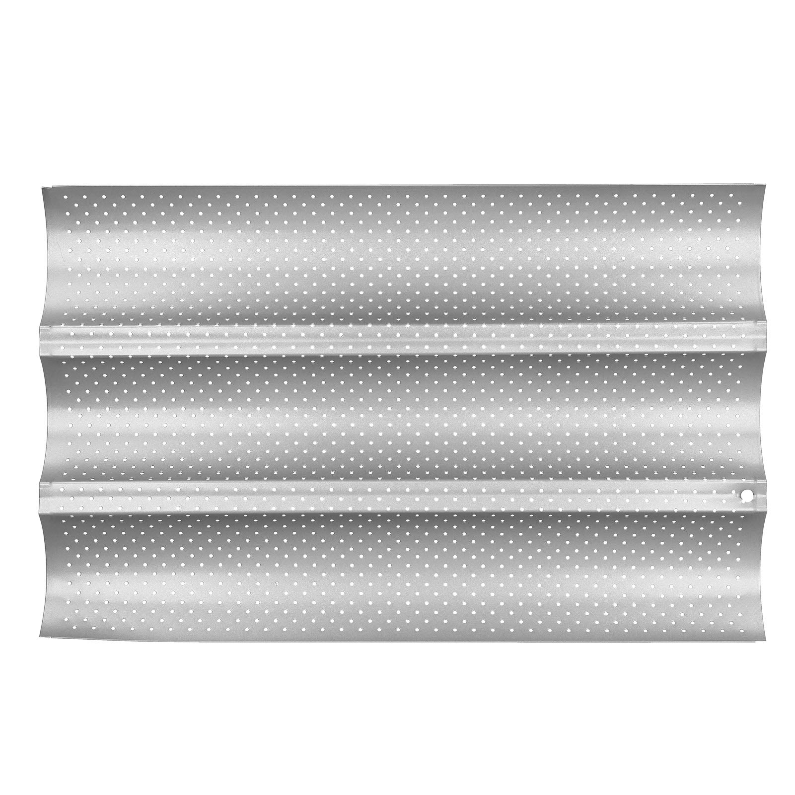 lvifloae Non Stick Corrugated French Bread Pot Long Stick Bread Grill Evenly Heated Multi Slot Perforated Tray pattern Professional Kitchen Baking and Cooking Tool (Three slots)