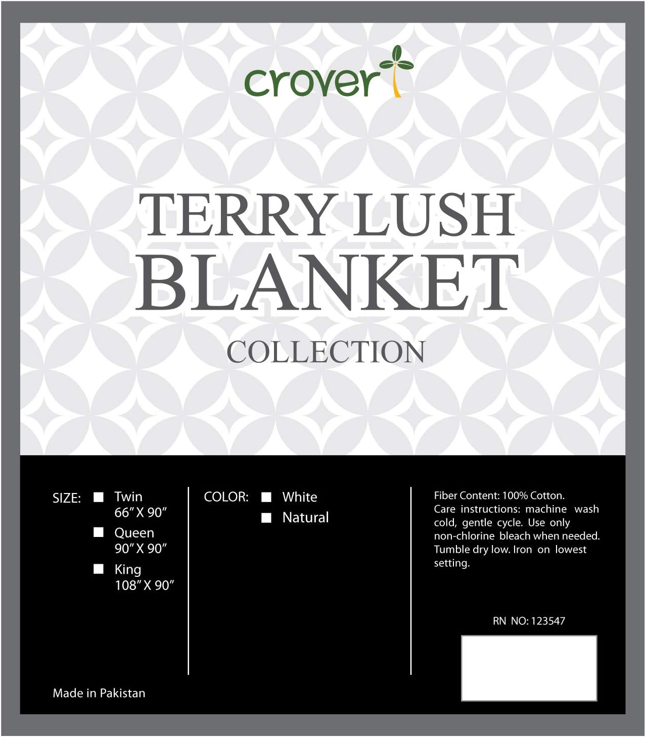Crover Collection All Season Thermal Terry Lush Cotton Blanket with Deep Plain Edge Border Durable and Soft King Size 108"x90", White