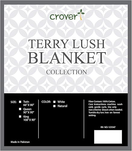 Miniatura 3 de Crover Collection - Manta térmica de rizo de algodón exuberante para todas las estaciones con borde liso profundo, duradera y suave, tamaño
