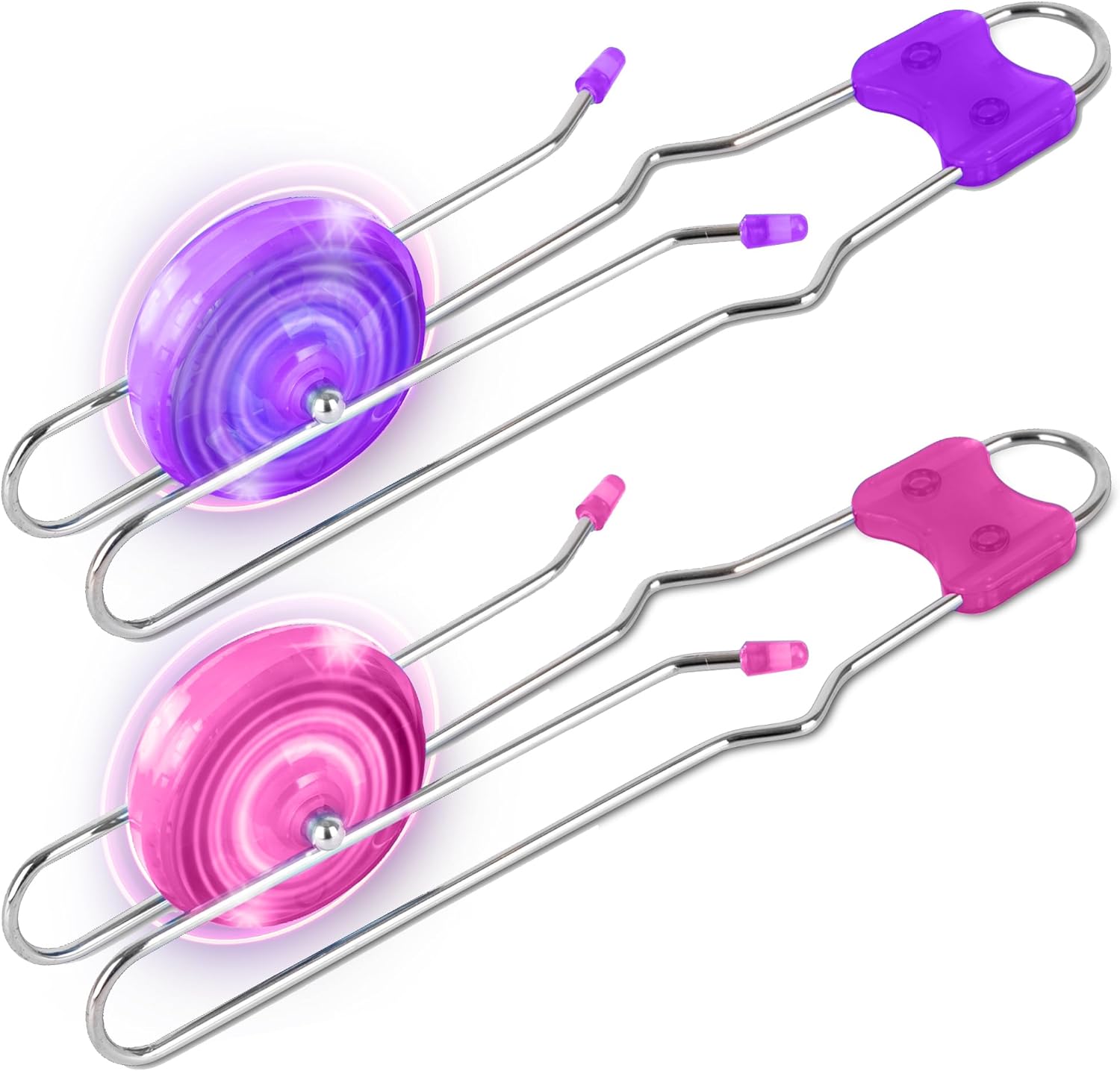 ArtCreativity Retro Light Up Gyro Wheels Toy - 2 Pack 8.5 Inch - Stocking Stuffers, Sensory Fidget Toys, Kids Classic Vintage Nostalgia Yoyo, Autism-Friendly Gift, Fun for Boys & Girls