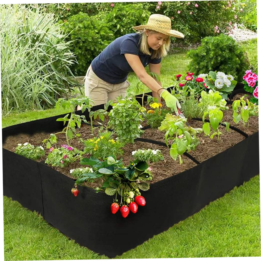 Bolsas de cultivo de plantas, camas de cultivo de tela, bolsas rectangulares, macetas de tomate y patatas transpirables para plantas vegetales al aire libre, flores (negro) Bolsa de plántulas