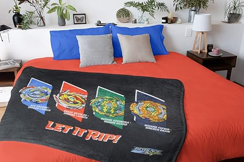 Miniatura 2 de Beyblade Burst Spinner Tops Let It Rip! Fafnir Ace Dragon Erase Devolos Manta de forro polar de felpa de 48 x 60 pulgadas