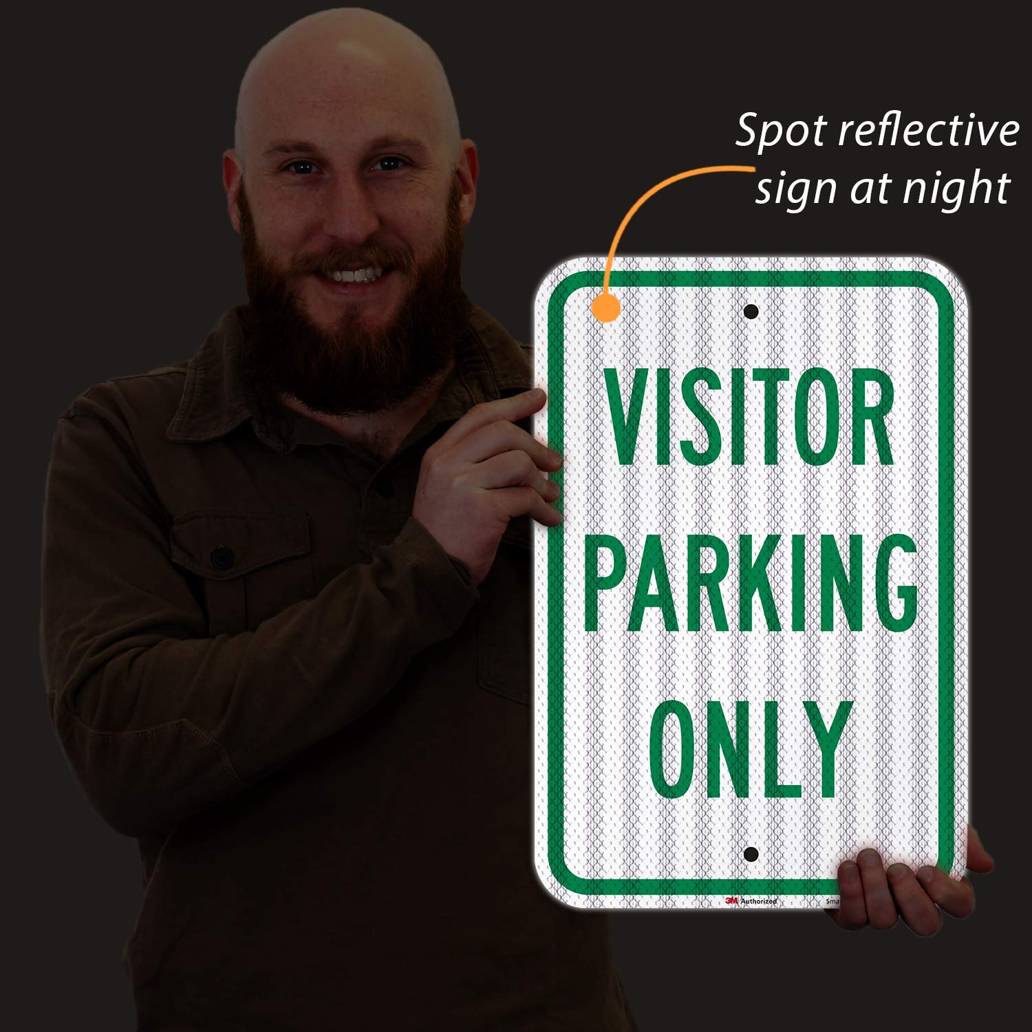 Panneau « Visitor Parking Only » par SmartSign | 30,5 x 45,7 cm 3M haute intensité en aluminium réfléchissant