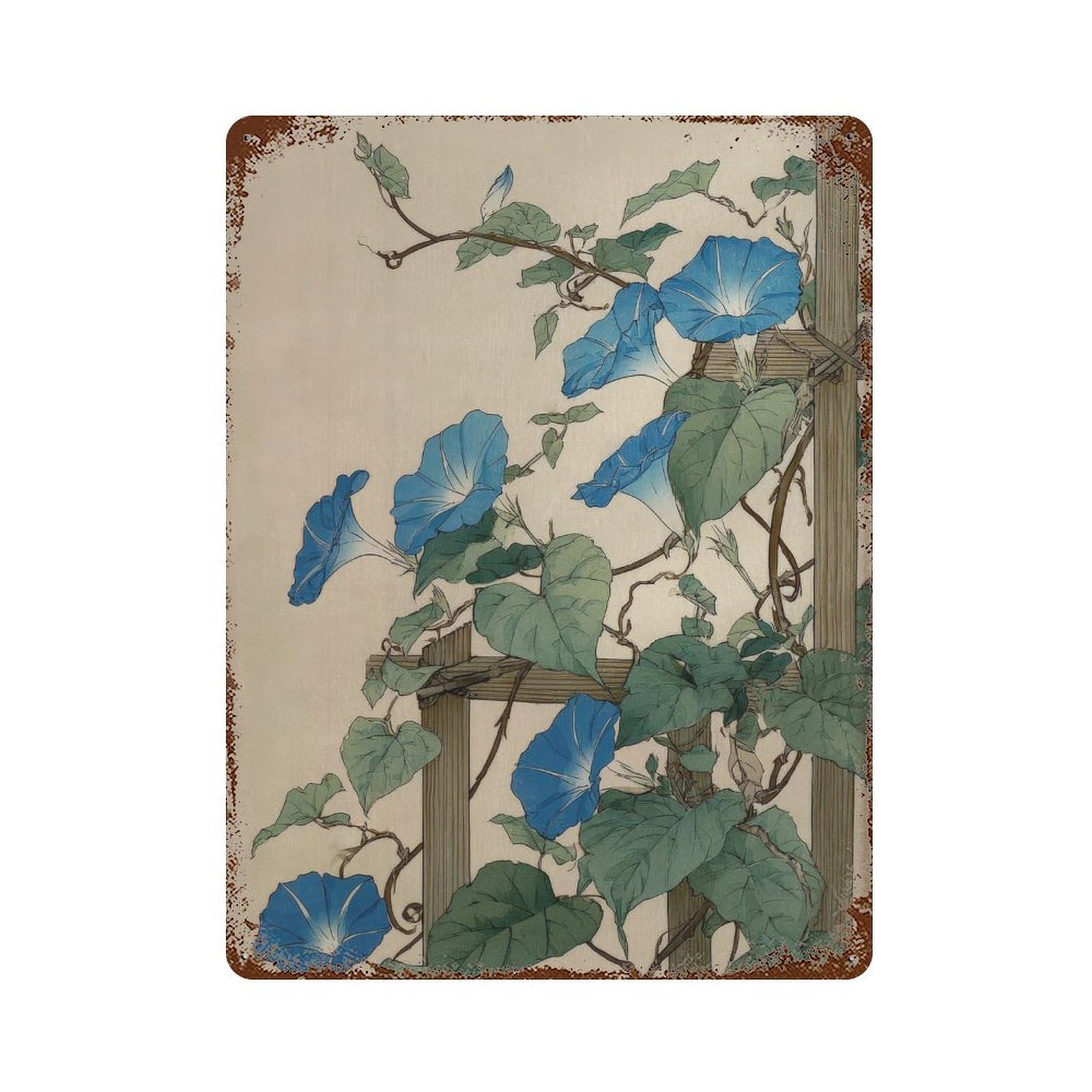 xiaoxiaoshen Morning Glories. Traditional Japanese Botanical Wall Decor Art Metal Tin Poster Modern Home Decor Art Home Bar Shop Decorations Vintage Sign 40x30cm