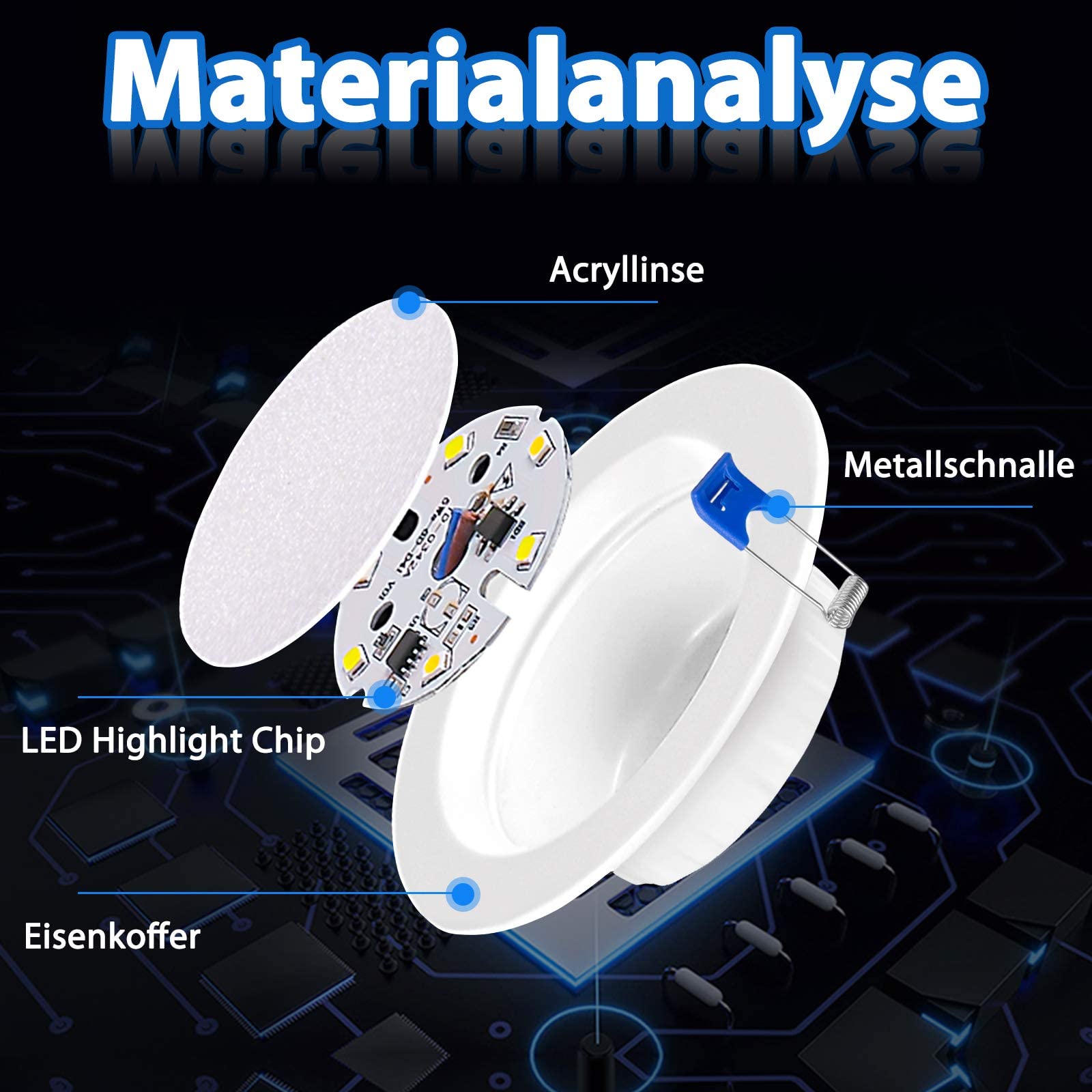 YRHome Reflektor LED do zabudowy, 230 V, ultra płaski, zestaw 20 sztuk, 5 W, lampa łazienkowa, reflektor punktowy do zabudowy, aluminium, mini lampa sufitowa do salonu, sypialni i kuchni, 20 x 5 W,