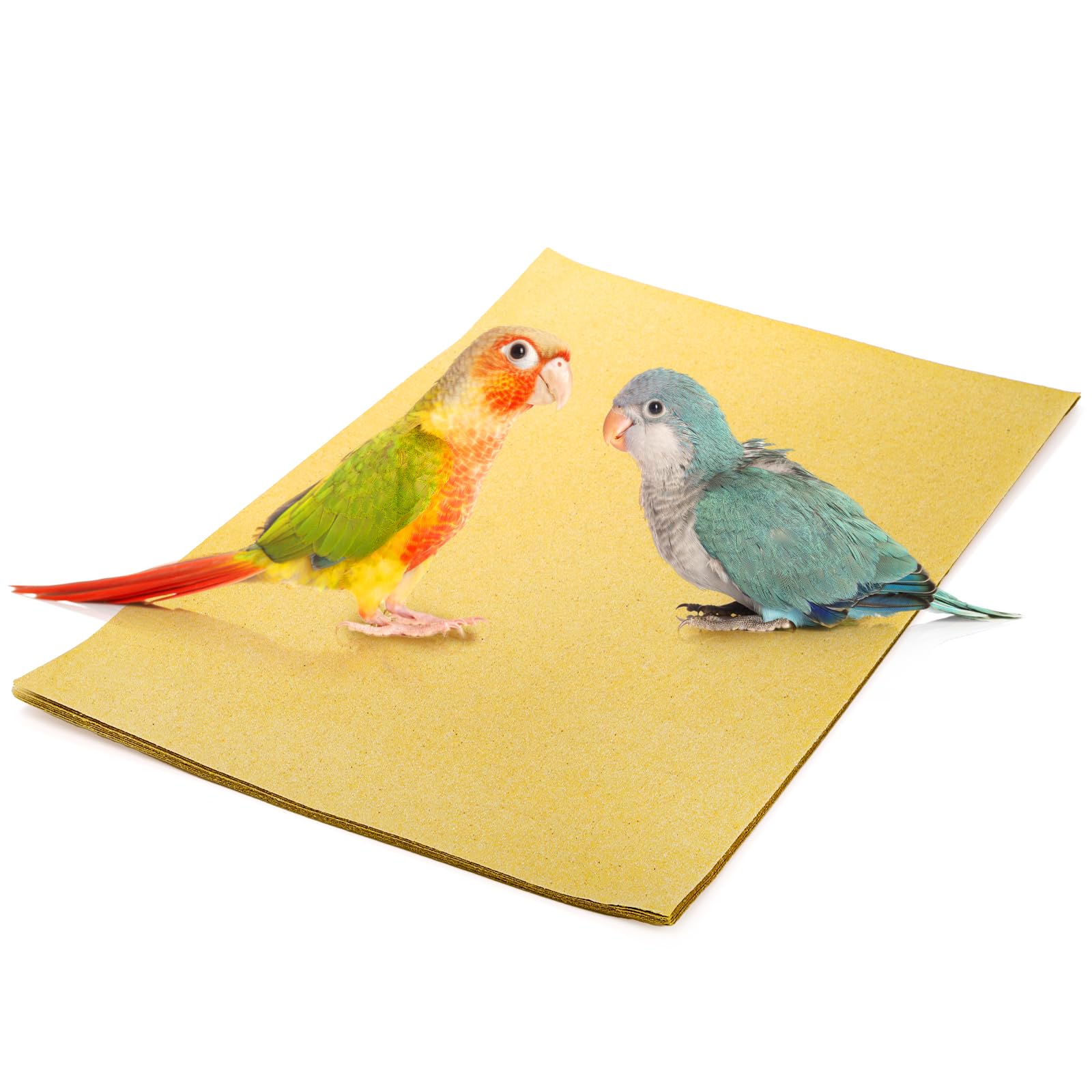 Okllen 50 Piezas de Papel de Grava para Jaula de pájaros, 11 x 17 Pulgadas, Accesorios de Cama para Mascotas, Papel de Lija para Jaula de Loros