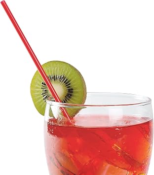 AmerCare 7 Inch Red Sip Straw/Stirrer, Individually Wrapped, Case of 10,000