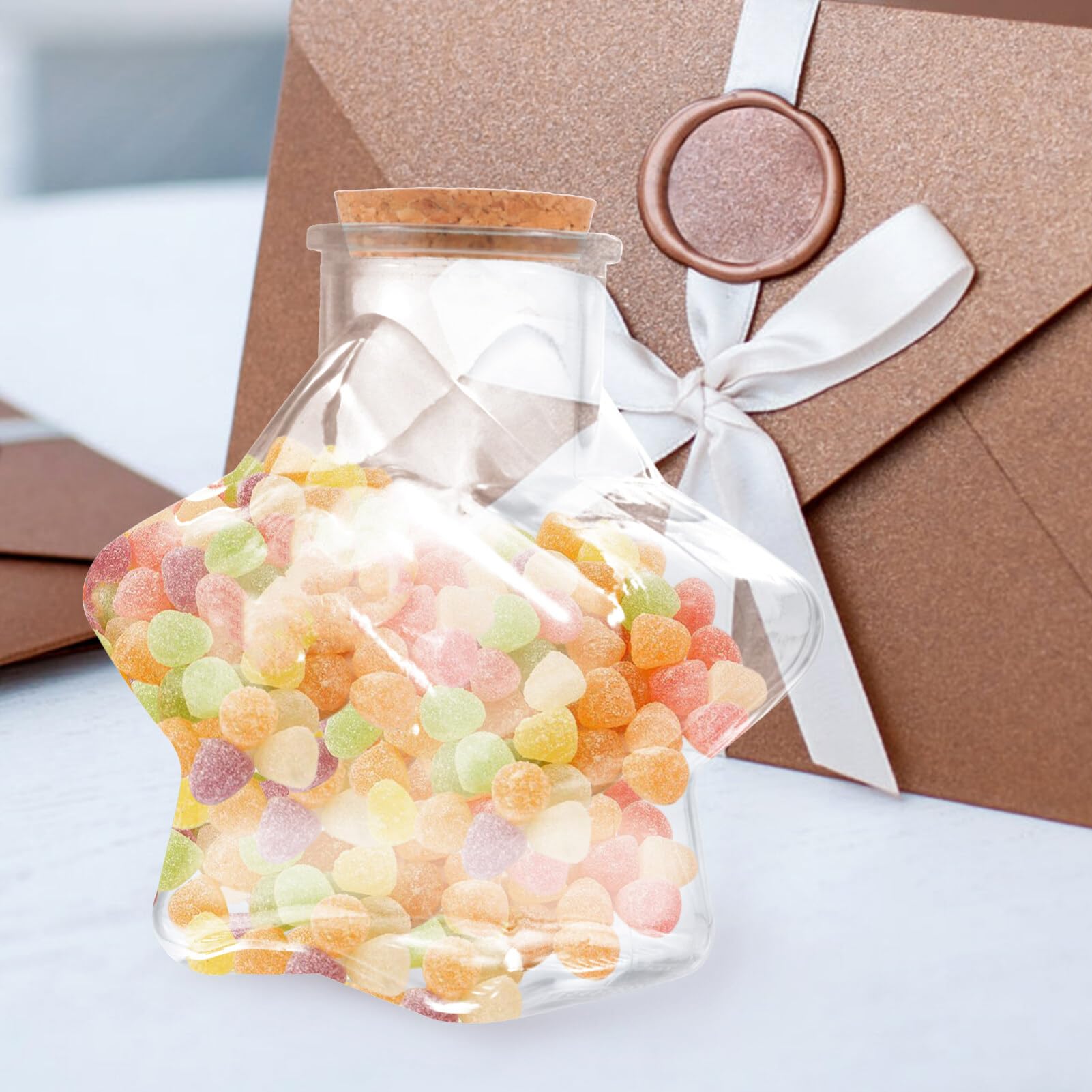 Luxshiny 4stücke Kleine Glasflaschen Mit Korkdeckel Herz Und Sternform Als Wunschflaschen Dekorative Behälter Oder Aufbewahrungsgläser Für Süßigkeiten Und Bastelprojekte