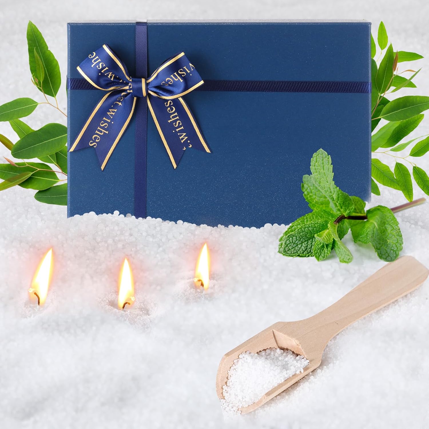 MTLEE Pearled Candle 4.4 lb Eucalyptus Scented Sand Candle Wax Kit Valentines Day Gift for Women Lover with Wrap Box 100 Wicks White Beaded Wax Gift Set for Valentine's Day Wife Couples Mother