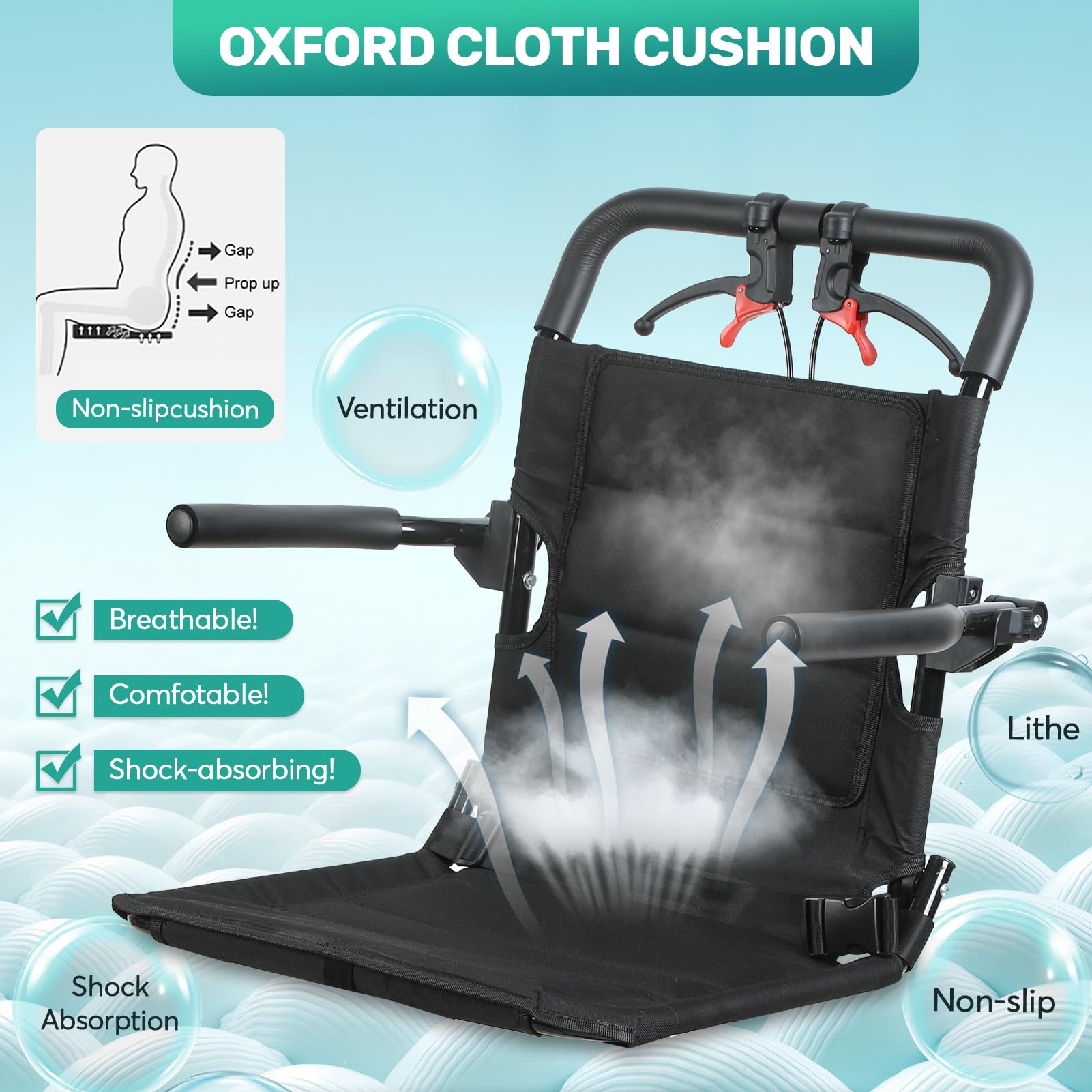 Silla de ruedas plegable y ligera, asiento estrecho de 18.1 pulgadas, para adultos mayores, silla de ruedas portátil de viaje con freno de mano y cinturón de seguridad (negro)