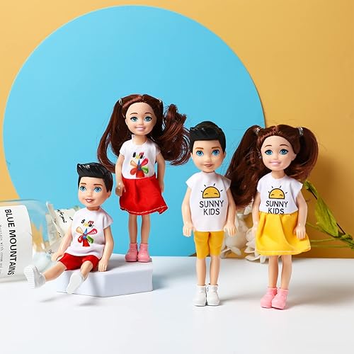 Vista 26 de ONEST 10 juegos de mini muñecas de 5 pulgadas con ropa de muñeca, trajes de fiesta para niños, accesorios para muñecas