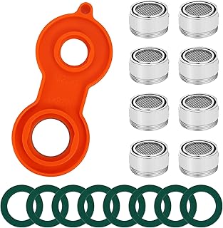 8pcs Faucet Aerator Replacement Parts, Kitchen Sink Faucet Aerator Faucet Aerator Replacement with Gaskets and Wrench for Kitchen Bathroom Sink Faucet (24mm)