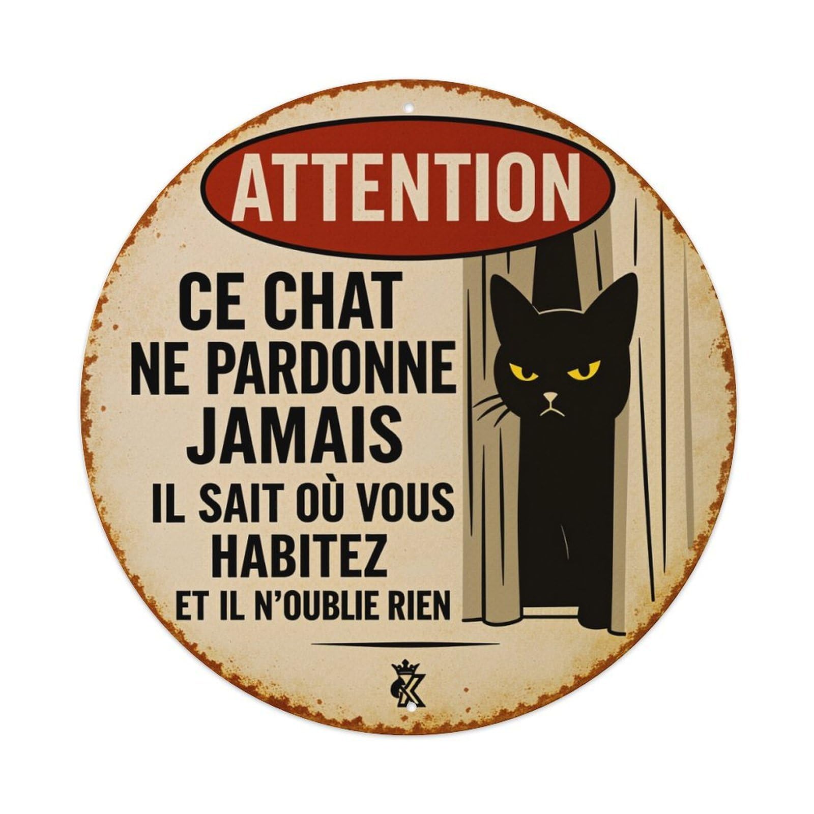 Attention Chat Does Not Forgive Ever Round Tin Sign Vintage Metal Poster Retro Bar, Home, Man Cave, Kitchen, Laundry Room Wall Art Decor Gift 8x8Inch
