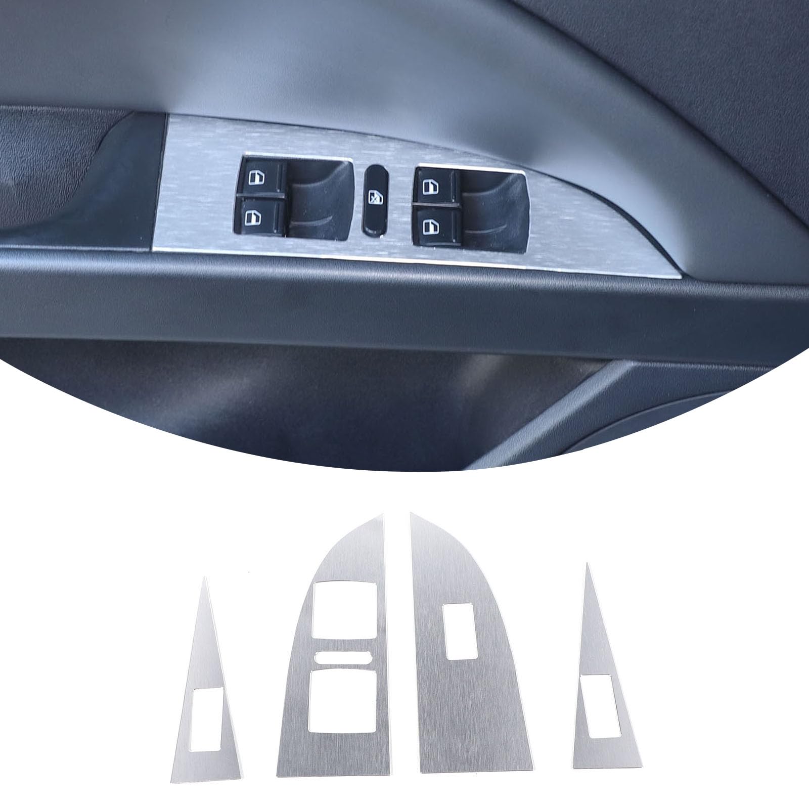 TongSheng Aluminum Alloy Front and Rear Doors 4pcs Look Interior Door Armrest Window Switch Panel Cover Trim Compatible with Seat Leon 2008 2009 2010 2011 2012