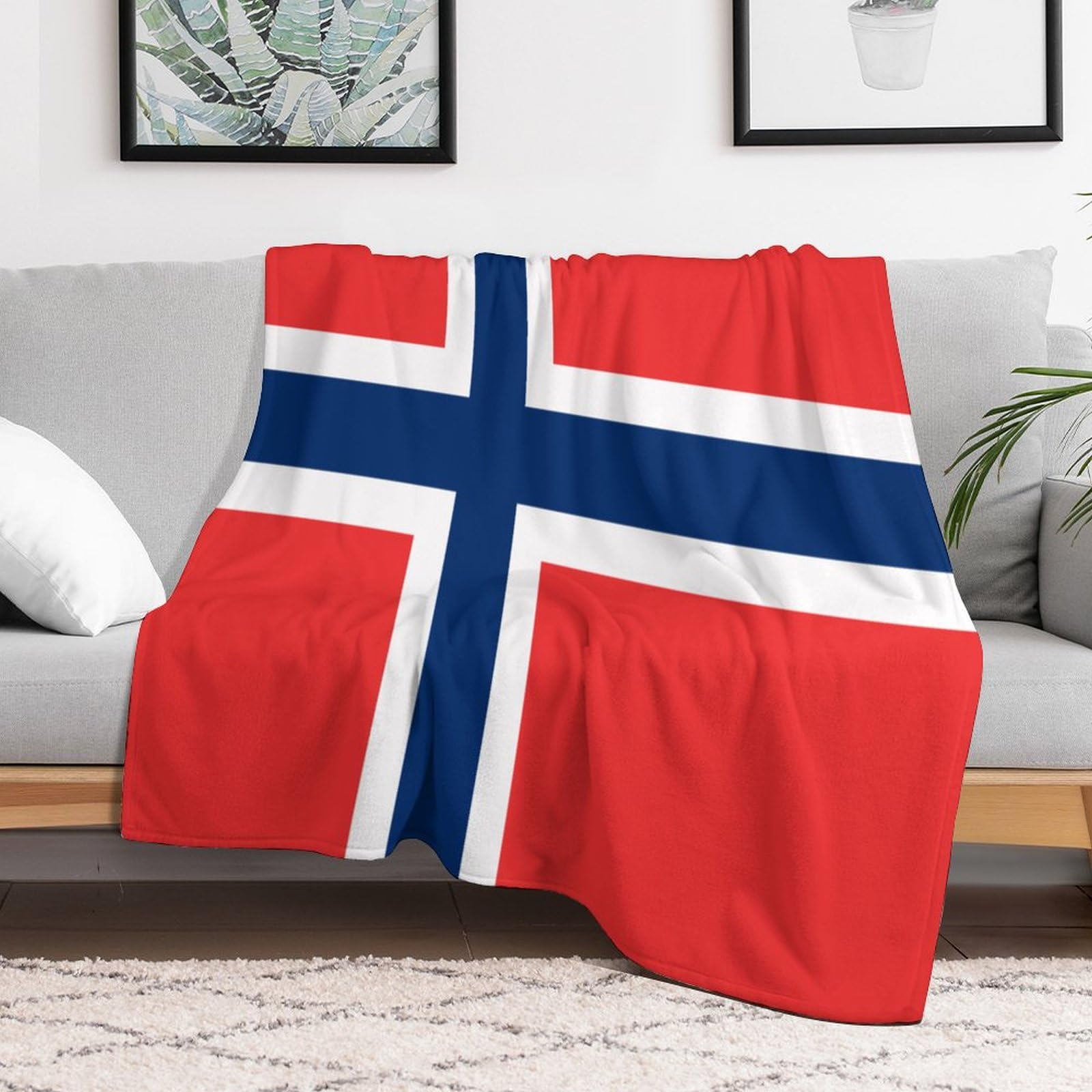 Couverture polaire Norvège en flanelle douce pour lit et canapé