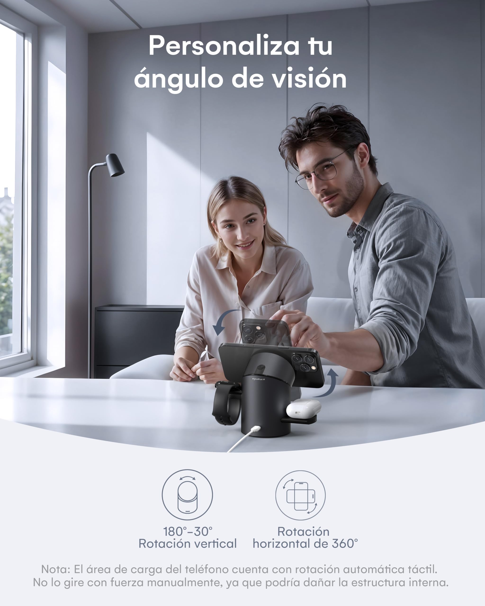 Estación de Carga inalámbrica ZEEHOO para Dispositivos Apple, Compatible con Soporte de Cargador MagSafe, estación de Carga 15W 3 en 1 para Apple Watch, iPhone, AirPods (Adaptador de Carga de 30W