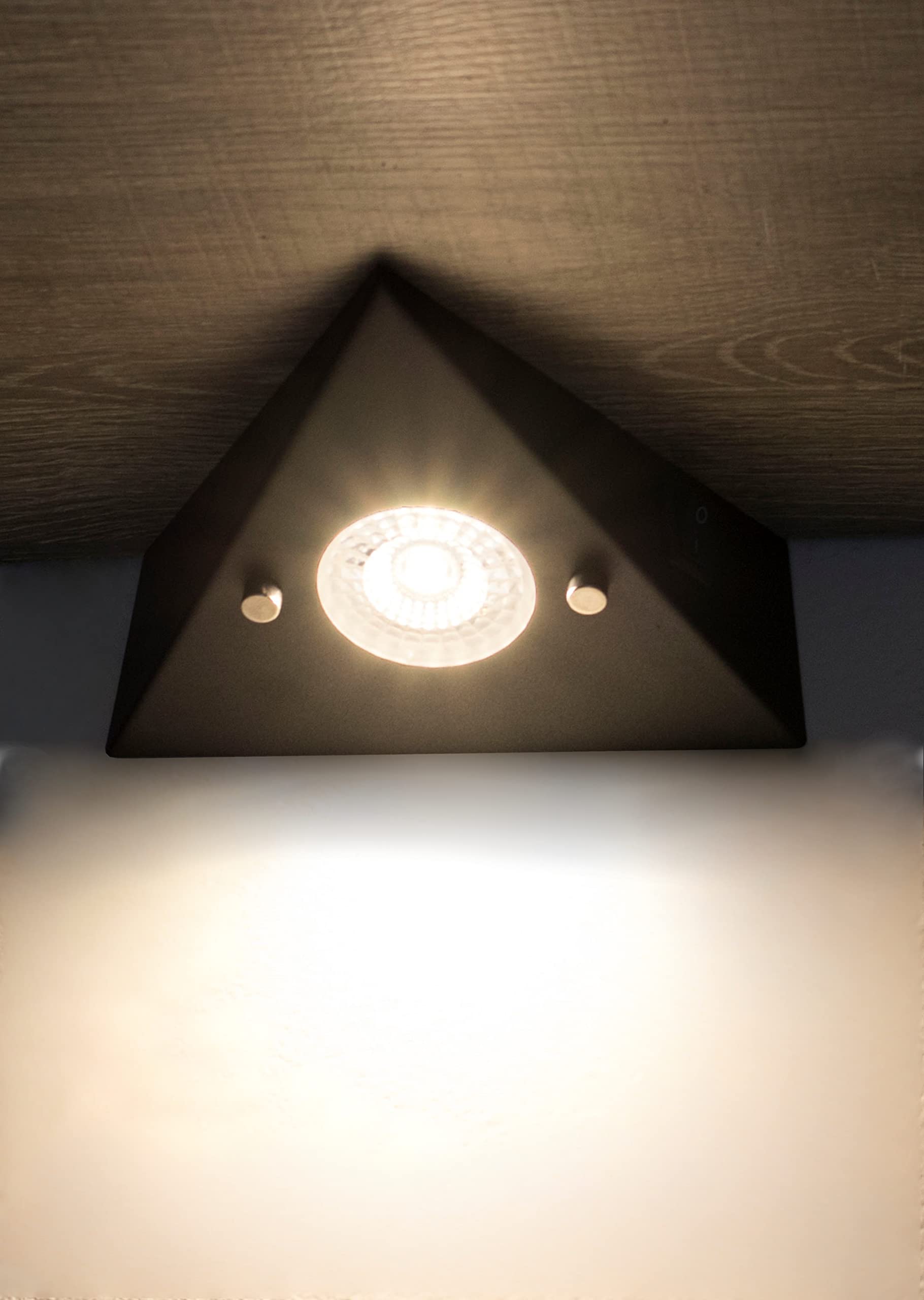 TRANGO 6740-45 Lot de 4 éclairage d'armoire de cuisine noir mat *COOK* encastrable - spot encastré avec module LED 4x 4,8 watts 3000K lumière triangulaire blanc chaud - 230V extensible