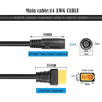 【 DC１２V ６２A 】安定化電源｜800W｜XT90端子 Amazon | XT90から航空プラグ（入力）、2PIN高電流サポート