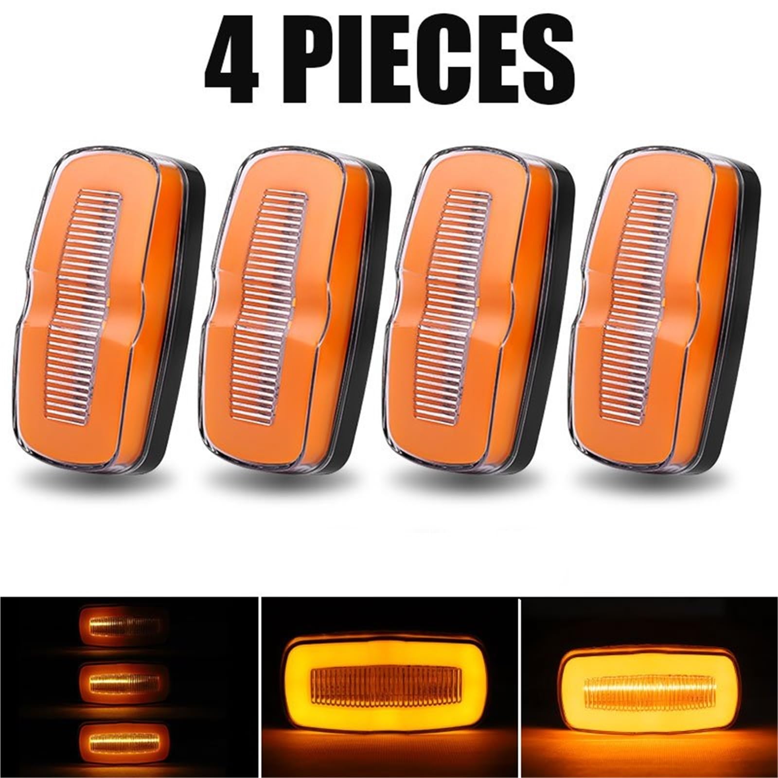 Marcador lateral Indicadores LED De Posición Lateral Para Remolque Camión Luz Señal Giro Trasera Advertencia Freno 12V 24V Para Tractor ATV UTV Intermitentes Laterales(4pcs Yellow light)