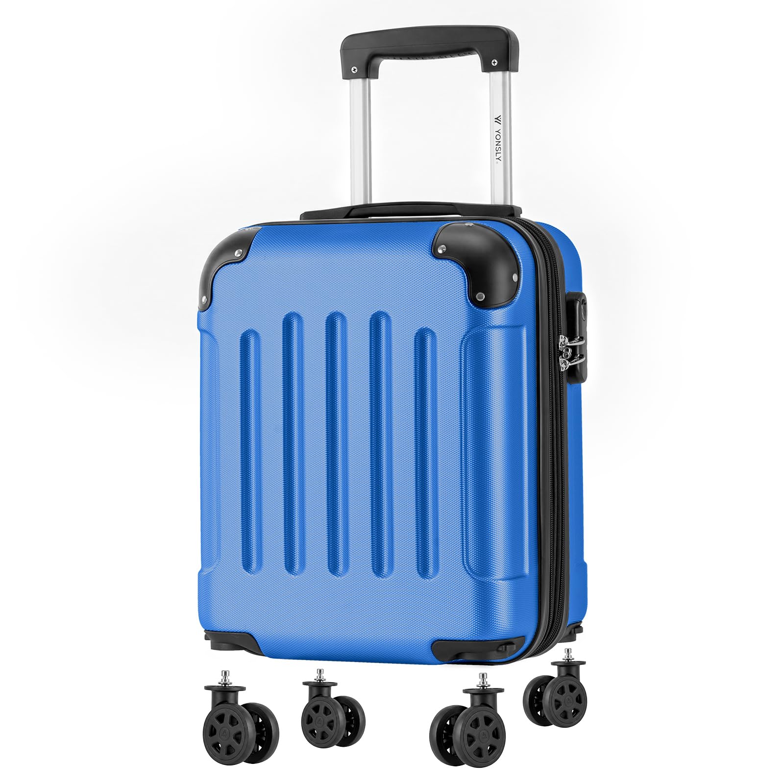 yonsly Koffer Suitcase, Trolley Reisekoffer, Rollkoffer Handgepäck mit 4 Rollen 360°, ABS Hartschalen, Sicherheitsschloss, Weicher Gummigriff, 210D-Futter