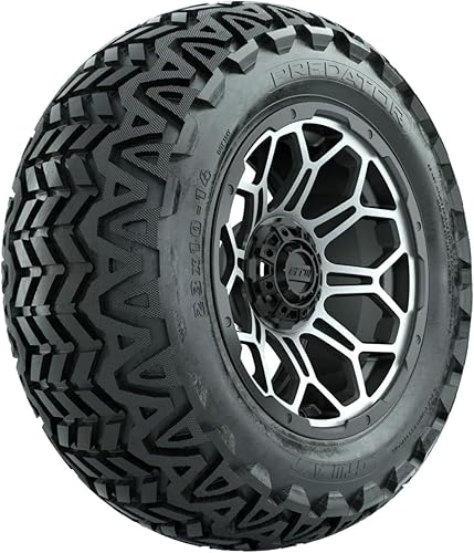 Miniatura 6 de GTW Juego de ruedas y neumáticos para carrito de golf de 14 pulgadas  Ruedas Bravo Matte Recon Green Wheels en neumáticos todo terreno 23x10-14