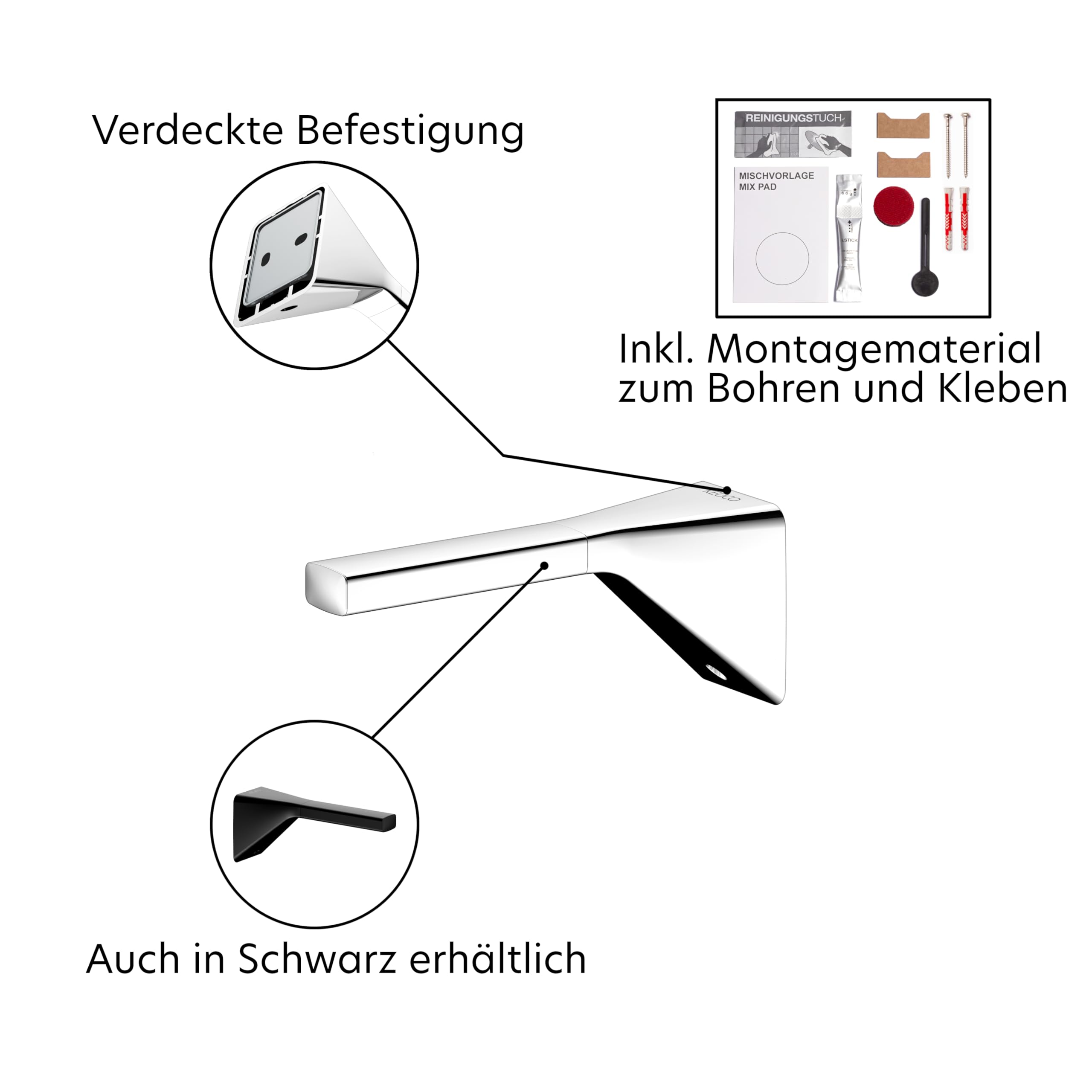 KEUCO Rose Ersatzrollenhalter, ohne Bohren, Metall verchromt