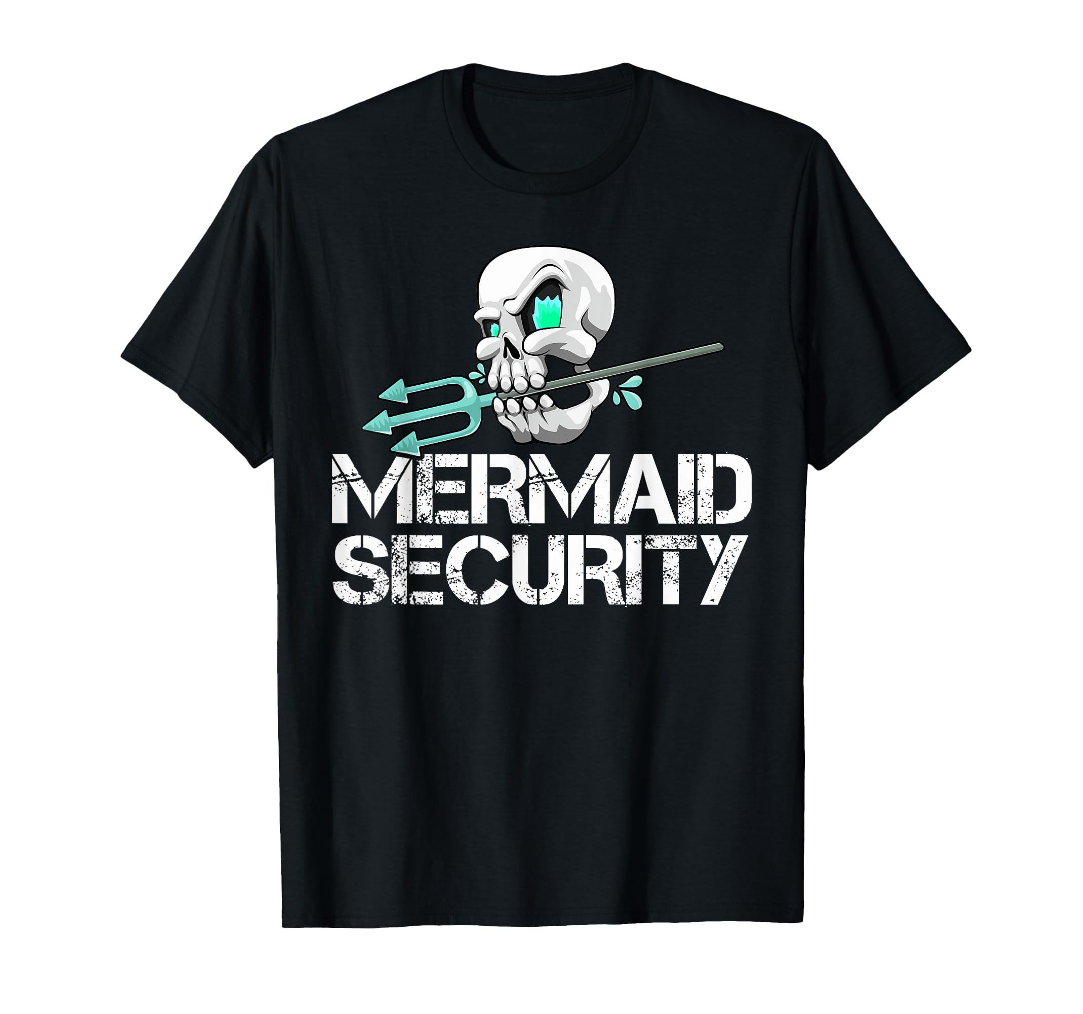 Mermaid Security Shirt Men's Pirate Skull Swim Team Swimmer T-Shirt