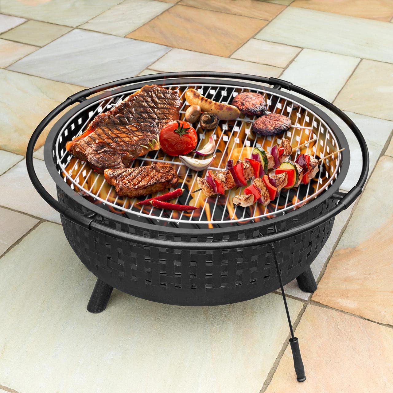Harrier Grille paleniskowe - 5 opcji rozmiarów - okrągły i kwadratowy stojak na palenisko | grill na palenisko - kompatybilny ze wszystkimi misami paleniskowymi | gotowanie na zewnątrz (średnica 81 cm)